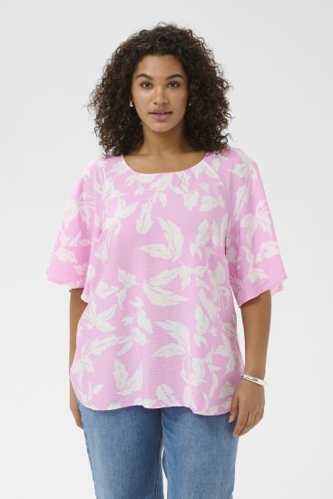 Kaffe Curve Marla Blouse Pink Frosting Chalk Leaf - Blúzok - 