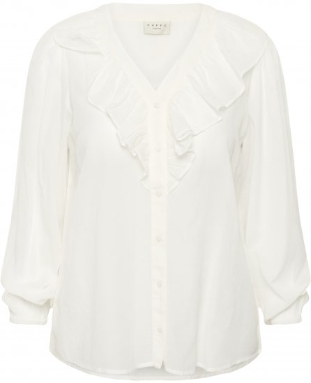Kaffe Curve Lana Frill Blouse White - Blúzok - 