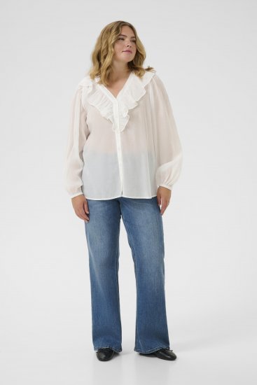 Kaffe Curve Lana Frill Blouse White - Blúzok - 