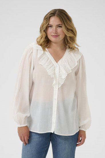 Kaffe Curve Lana Frill Blouse White - Blúzok - 