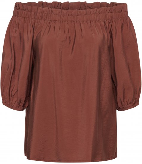 Kaffe Curve Neela Off-Shoulder Blouse Henna Brown - Blúzok és tunikák - 