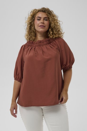 Kaffe Curve Neela Off-Shoulder Blouse Henna Brown - Blúzok és tunikák - 