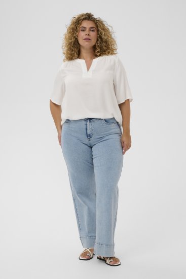 Kaffe Curve Mina Lace Blouse Chalk White - Blúzok és tunikák - 