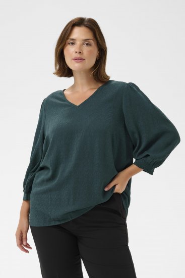 Kaffe Curve Pippi Blouse 3/4 Sleeve Magical Forest Green - Blúzok és tunikák - 