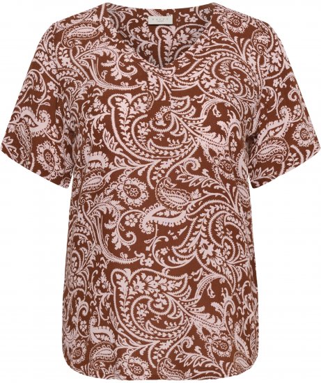Kaffe Curve Ami Short Sleeve Blouse Printed Henna Brown - Blúzok és tunikák - 