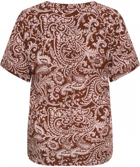 Kaffe Curve Ami Short Sleeve Blouse Printed Henna Brown - Blúzok és tunikák - 