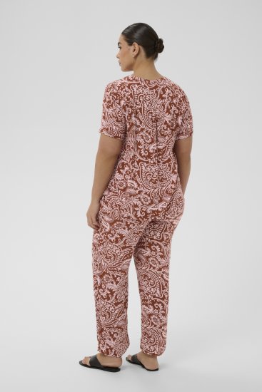 Kaffe Curve Ami Short Sleeve Blouse Printed Henna Brown - Blúzok és tunikák - 