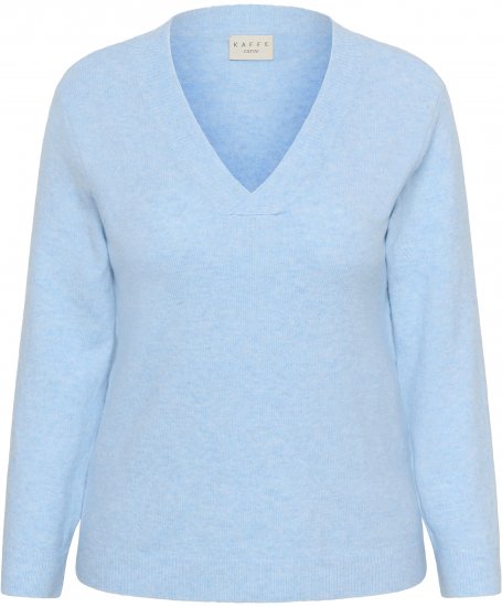 Kaffe Curve Jilanda V-Neck Pullover Blue - Pulóverek & kötöttáruk - 