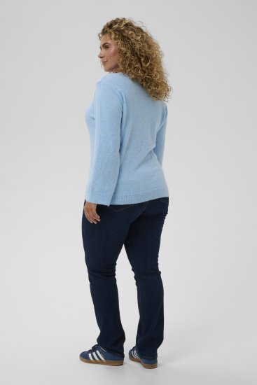 Kaffe Curve Jilanda V-Neck Pullover Blue - Pulóverek & kötöttáruk - 