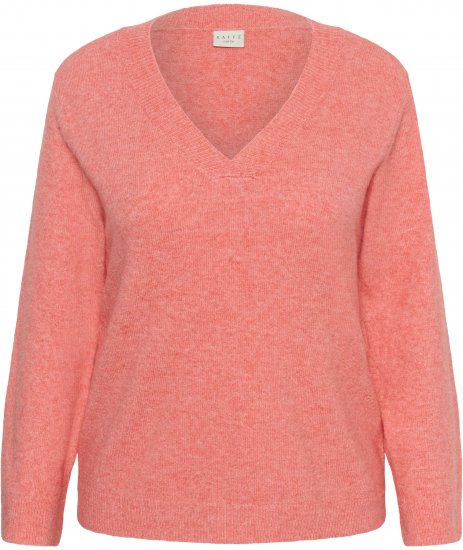 Kaffe Curve Jilanda V-Neck Pullover Red - Pulóverek & kötöttáruk - 