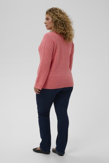 Kaffe Curve Jilanda V-Neck Pullover Red - Pulóverek & kötöttáruk - 