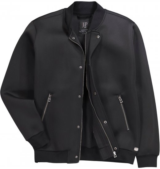 JP1880 College Jacket Scuba Fabric with Zipper Black - Kabátok - Nagyméretű Kabátok - 2XL-8XL