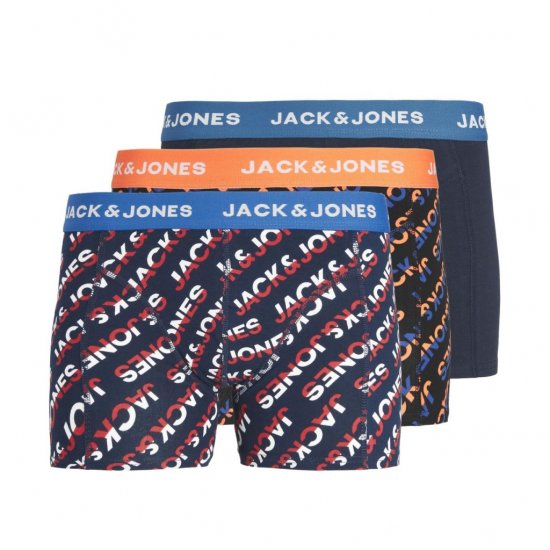 Jack & Jones Logo Trunks 3-Pack Navy Blazer - Alsónemű & Strandruhák - Nagyméretű Alsónemű 2XL-8XL