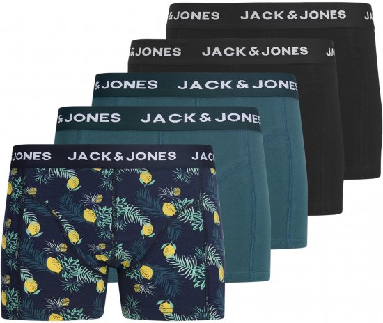 Jack & Jones Jake Lemon 5-Pack Trunks Black/Blue - Boxeralsó - Boxeralsó 2XL-12XL