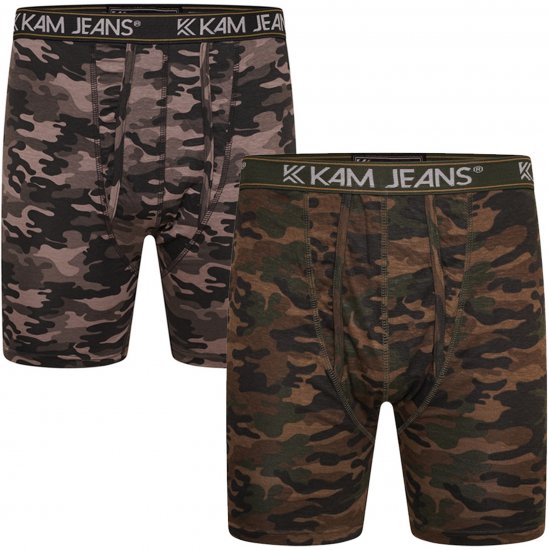 Kam Jeans 813 Camo Print Boxers Charcoal Khaki - Boxeralsó - Boxeralsó 2XL-12XL