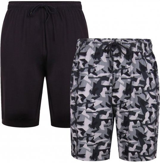 Kam Jeans Twin Pack Shorts Camo/Plain Black - Melegítőnadrág & rövidnadrág - Melegítőnadrág & Melegítő Rövidnadrág 2XL-12XL
