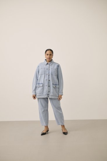 Kaffe Curve Ninna Casual Jacket Light Blue Washed - Dzsekik - 