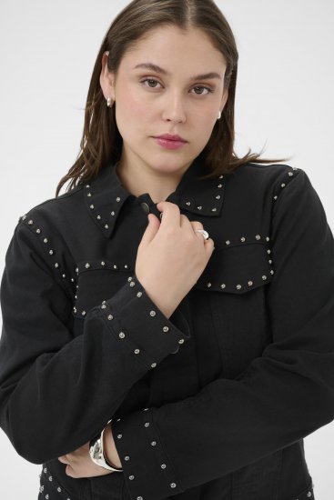 Kaffe Curve Brenn Twill Jacket Washed Black - Farmerkabátok - 