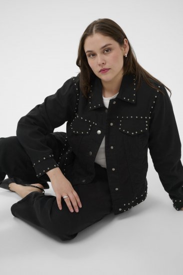 Kaffe Curve Brenn Twill Jacket Washed Black - Farmerkabátok - 