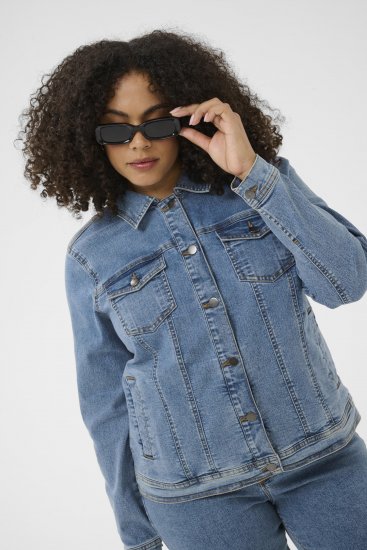 Kaffe Curve Vilana Denim Jacket Washed Blue - Farmerkabátok - 