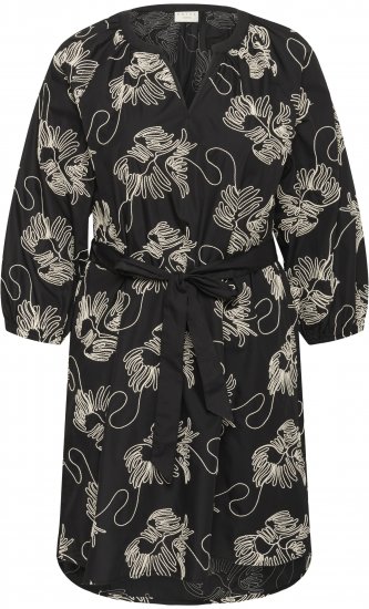 Kaffe Curve Kimmie Dress Black Chalk Embroidery - Midi ruhák - 