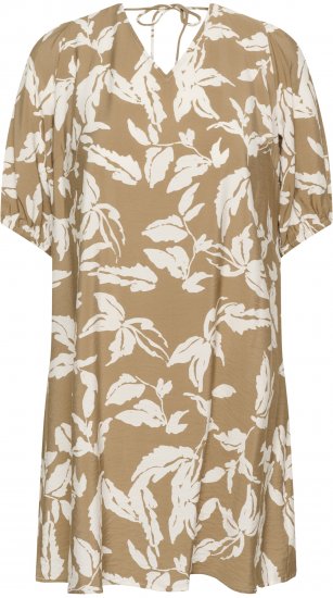 Kaffe Curve Marla Dress Oak Chalk Leaf - Midi ruhák - 