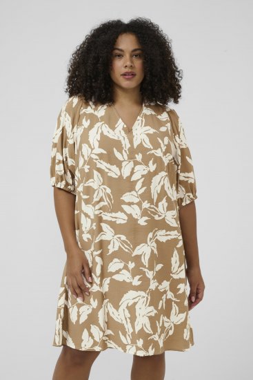 Kaffe Curve Marla Dress Oak Chalk Leaf - Midi ruhák - 