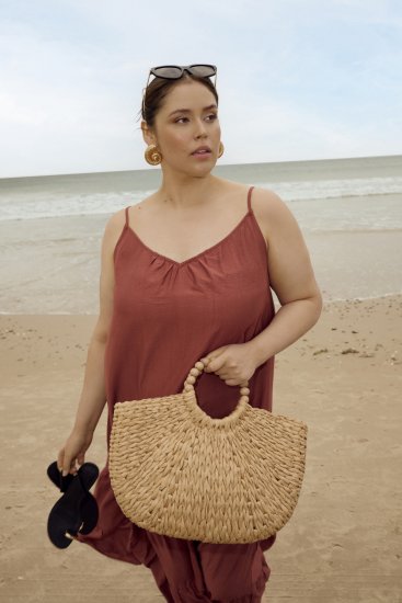 Kaffe Curve Emilia Dress Henna Brown - Maxi ruhák - 