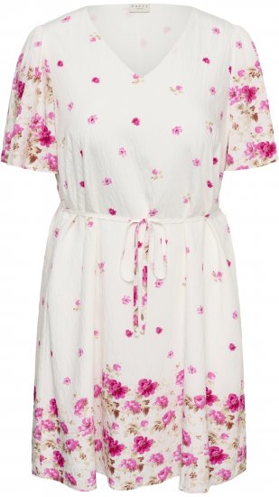 Kaffe Curve Rosa Mini Dress White Rose Border Flower - Mini ruhák - 