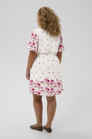 Kaffe Curve Rosa Mini Dress White Rose Border Flower - Mini ruhák - 