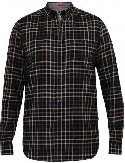 D555 Destin Checked Long Sleeve Shirt Black/Tan Check - Hosszú ujjú ingek - 