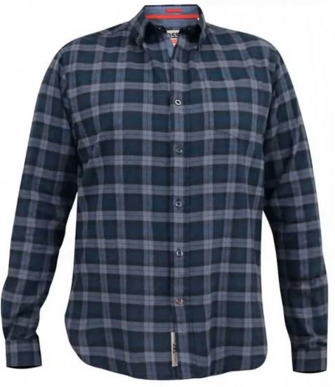 D555 Luton Checked Flanell Shirt Navy - Ingek - Ingek 2XL-10XL