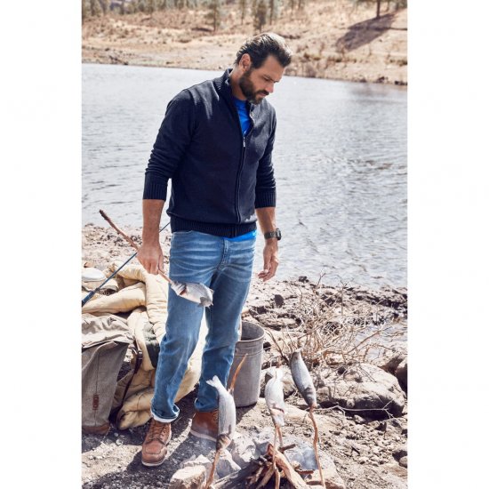 JP1880 Cardigan Knitted with Zipper Navy TALL - FÉRFIRUHÁZAT MT-6XLT - TALL-méretek