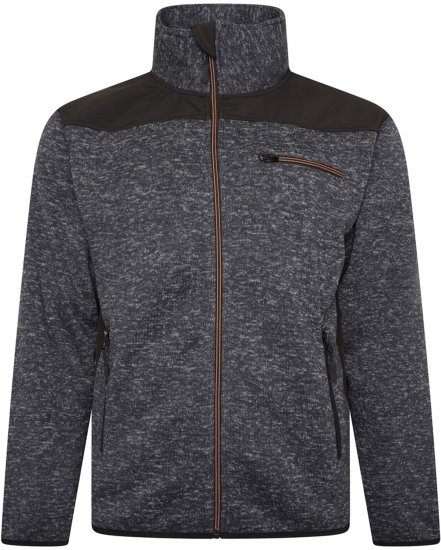 Kam jeans KV133 Twisted Marl Fleece Jacket Black - Kabátok - Nagyméretű Kabátok - 2XL-8XL
