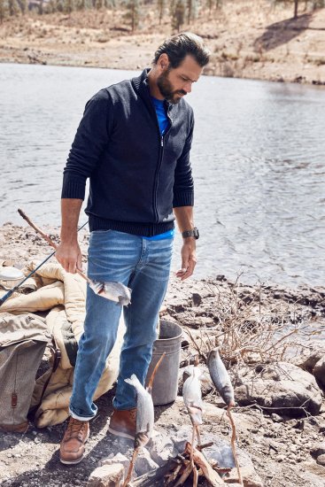 JP1880 Cardigan Knitted with Zipper Navy - Pulóverek & Kapucnis pulóverek - Pulóverek & Kapucnis pulóver 2XL-12XL