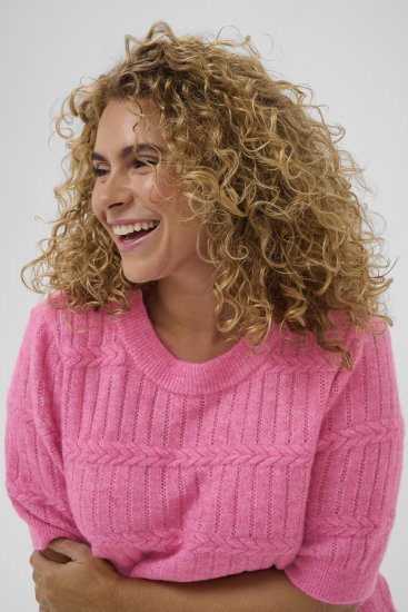 Kaffe Curve Minia Pullover Pink Power Melange - Kötött pulóverek - 