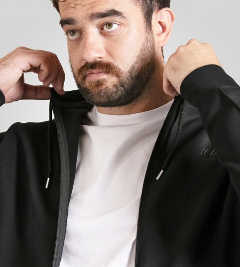 Duke Kenilworth Pin Tuck Sleeves Zip Through Hoodie Dark Navy TALL - TALL pulóverek - 
