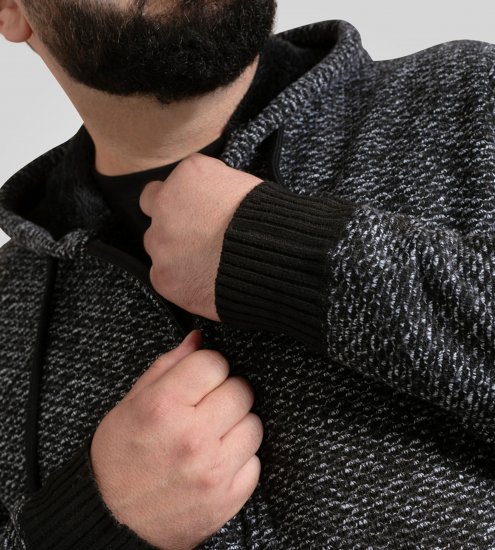 Duke Fareham Bonded Sherpa Lining Knitted Hoodie Grey - Pulóverek & kapucnis pulóverek - Pulóverek & Kapucnis pulóver 2XL-12XL