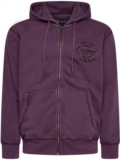Kam Jeans 7082 Garment DYE with Zipper Hoodie Purple - Pulóverek & kapucnis pulóverek - Pulóverek & Kapucnis pulóver 2XL-12XL