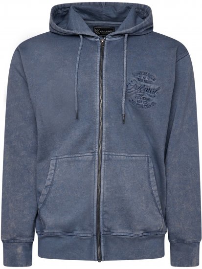 Kam Jeans 7082 Garment DYE with Zipper Hoodie Vintage Indigo - Pulóverek & kapucnis pulóverek - Pulóverek & Kapucnis pulóver 2XL-12XL