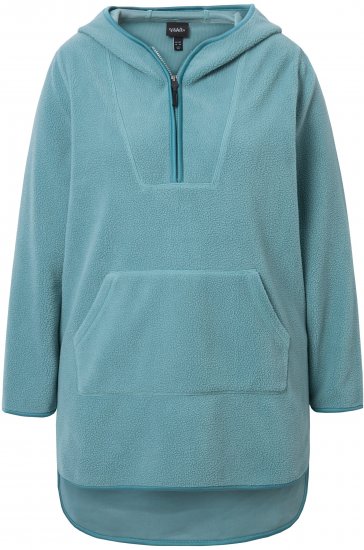 Ulla Popken Teddy Fleece Hooded Zip Neck Sweatshirt Ice Green - Bluzy & bluzy z kapturem - 