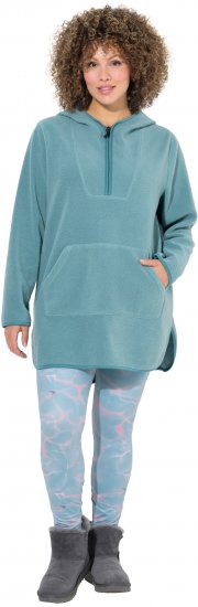 Ulla Popken Teddy Fleece Hooded Zip Neck Sweatshirt Ice Green - Bluzy & bluzy z kapturem - 