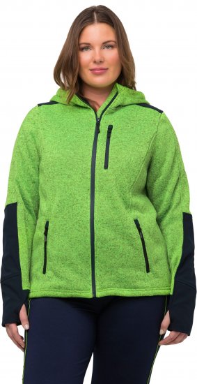 Ulla Popken Contrast Inserts Sweater Knit Hoodie Light Green - Bluzy & bluzy z kapturem - 