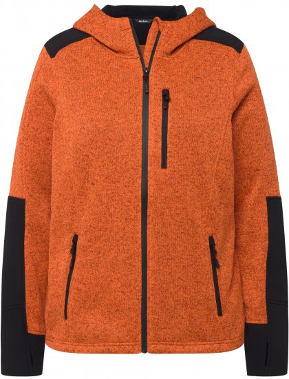 Ulla Popken Contrast Inserts Sweater Knit Hoodie Bright Orange Yellow - Bluzy & bluzy z kapturem - 
