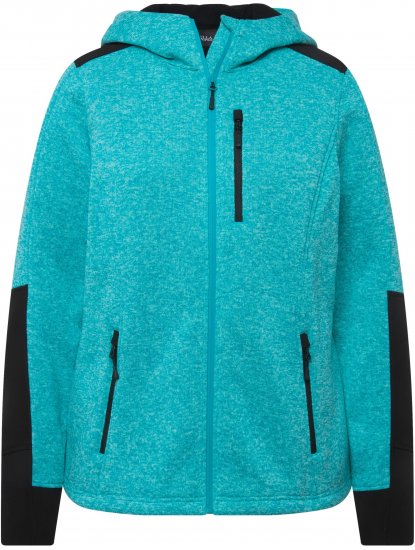 Ulla Popken Contrast Inserts Sweater Knit Hoodie Aquamarine - Bluzy & bluzy z kapturem - 