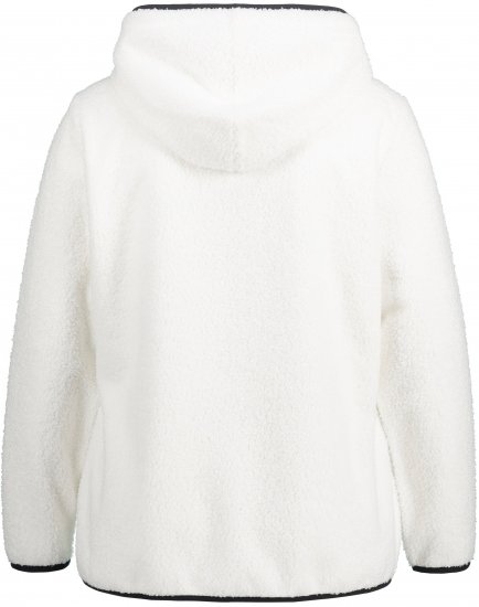 Ulla Popken Teddy Fleece Partial Zip Hoodie Snow White - Bluzy & bluzy z kapturem - 