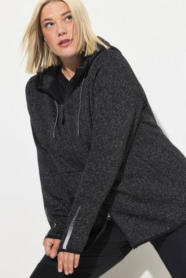 Ulla Popken Sweater Knit Fleece Hoodie Black - Bluzy & bluzy z kapturem - Kényelmes pulóverek és kapucnisok