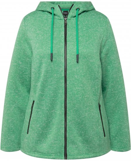 Ulla Popken Melange Knit Fleece Lined Hoodie Spring Green - Bluzy & bluzy z kapturem - 