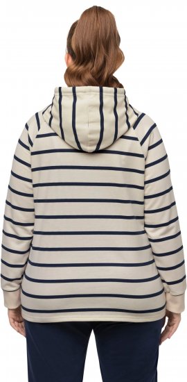 Ulla Popken Stripe Print Loungewear Hoodie Chalk - Bluzy & bluzy z kapturem - 