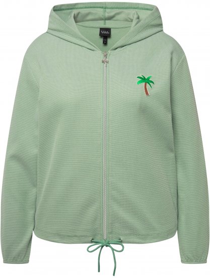 Ulla Popken Drawstring Hem Zip-Up Hoodie Light Green - Bluzy & bluzy z kapturem - 